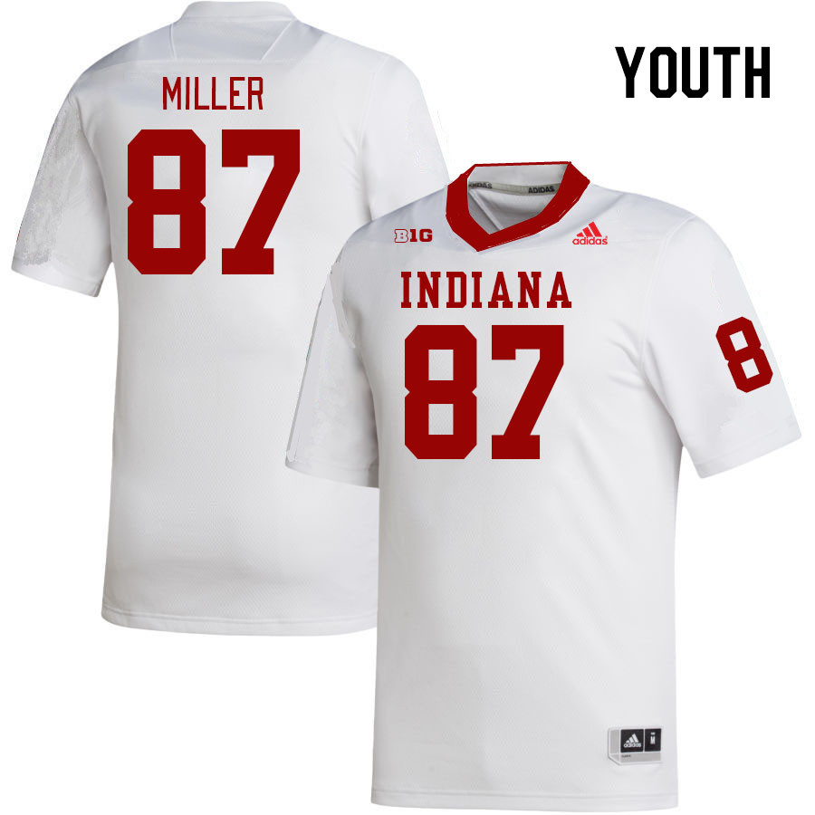 Youth #87 Ryan Miller Indiana Hoosiers College Football Jerseys Stitched-White